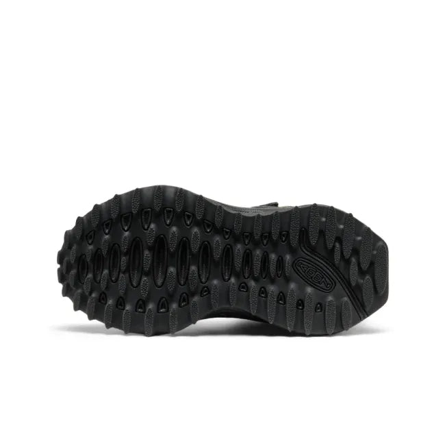 Sole of KEEN Little Kids' Zionic Waterproof Hiking Boot in black and green