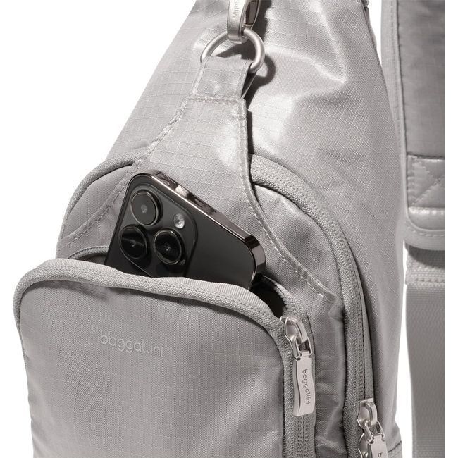 Baggallini Central Park Sling Bag Sleet Gloss Ripstop CEP754B1082