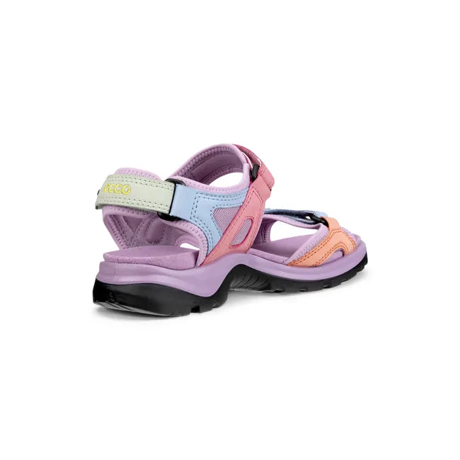 Medial side of ECCO Women's Offroad Yucatan Sandal in multicolor lavender with three velcro straps