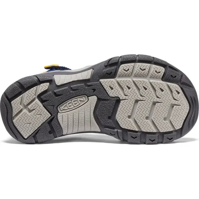 Sole of KEEN Youth Kids&#39; Newport H2 Closed Toe Sandal in Naval Academy Blue and Keen Yellow