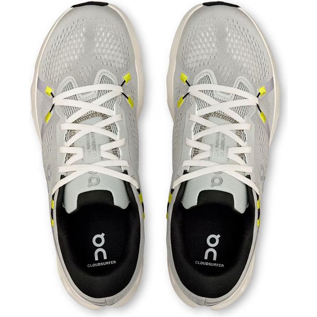 Top down view of On Running Men's Cloudsurfer 2 Running Shoes in glacier grey