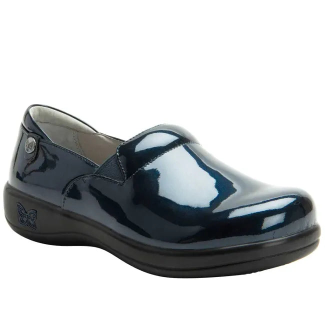 Front angled view of Alegria Women's Keli Shoe in Space Invaders Blue