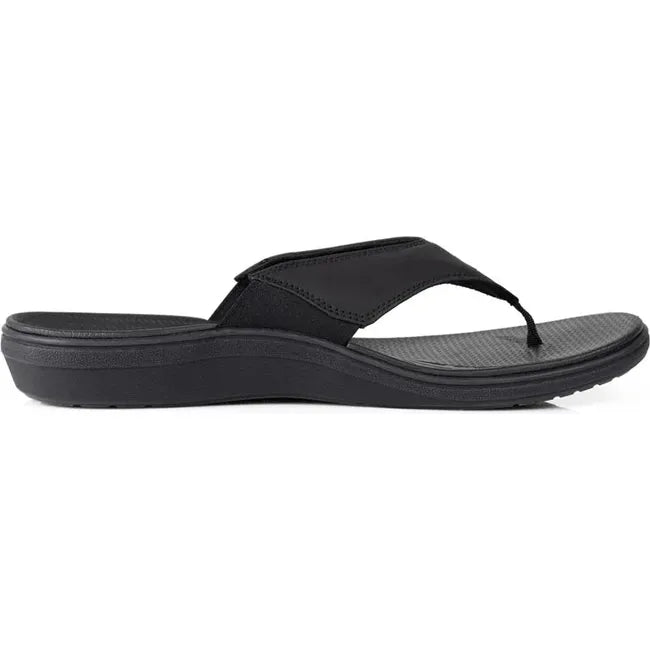 Lateral side of Men&#39;s PowerStep Archwear Flip Flop Sandal in Black