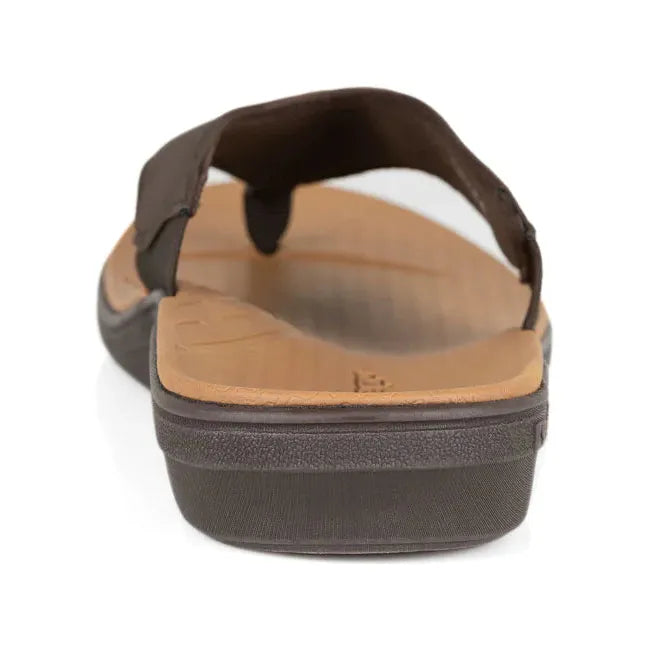 Heel of Men&#39;s PowerStep Archwear Flip Flop Sandal in Brown and Tan