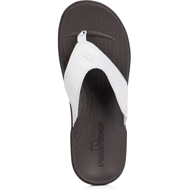 Upper of Women&#39;s PowerStep Archwear Flip Flop Sandal in White and Brown