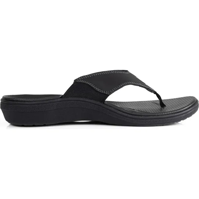 Lateral side of Women&#39;s PowerStep Archwear Flip Flop Sandal in Black
