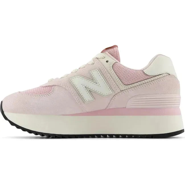 New Balance Women's 574+ Lifestyle Shoe Mid Century Pink/Pink Granite/Linen WL574ZAJ