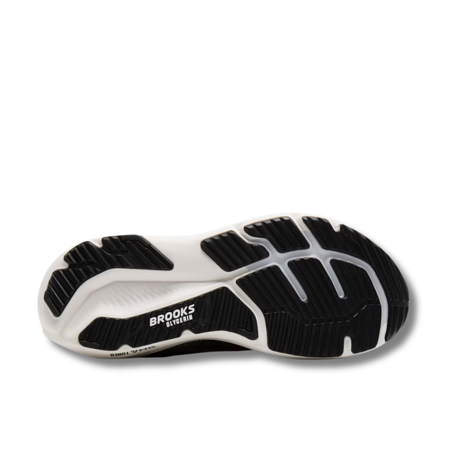 Sole of Brooks Men's Glycerin 23 Running Shoe in Black and White