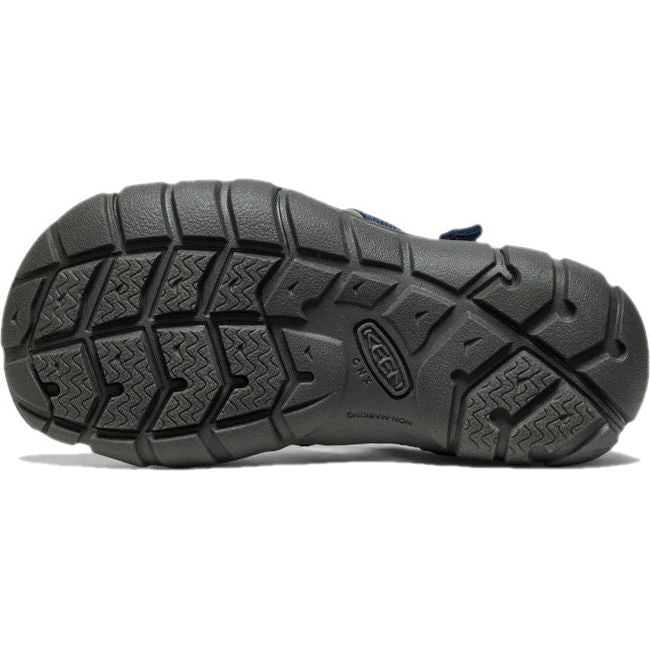 Sole of KEEN Little Kids Seacamp II CNX Sandal in Naval Academy Blue and Drizzle Gray