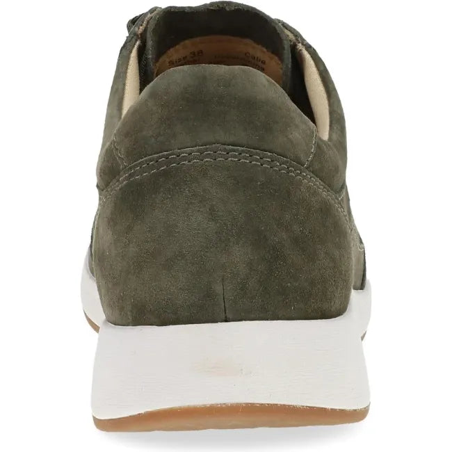 Dansko Catie sneaker in olive suede, back view