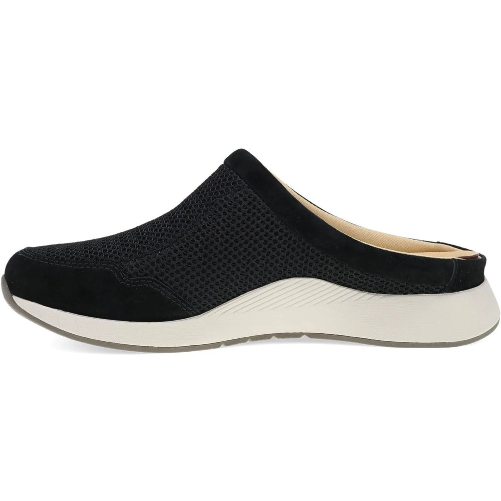 Dansko Claudia mule in black mesh, side profile