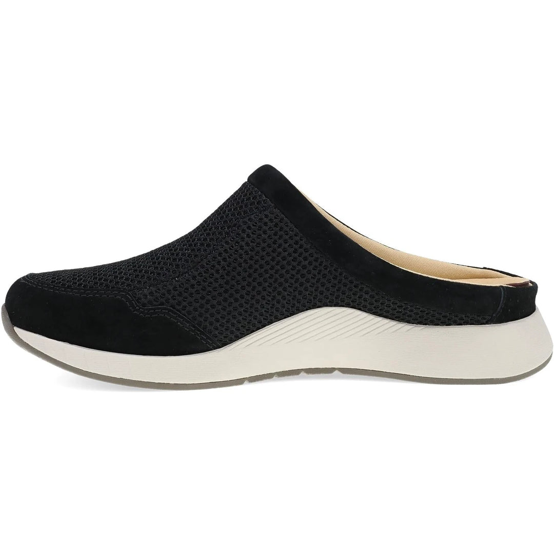Dansko Claudia mule in black mesh, side profile