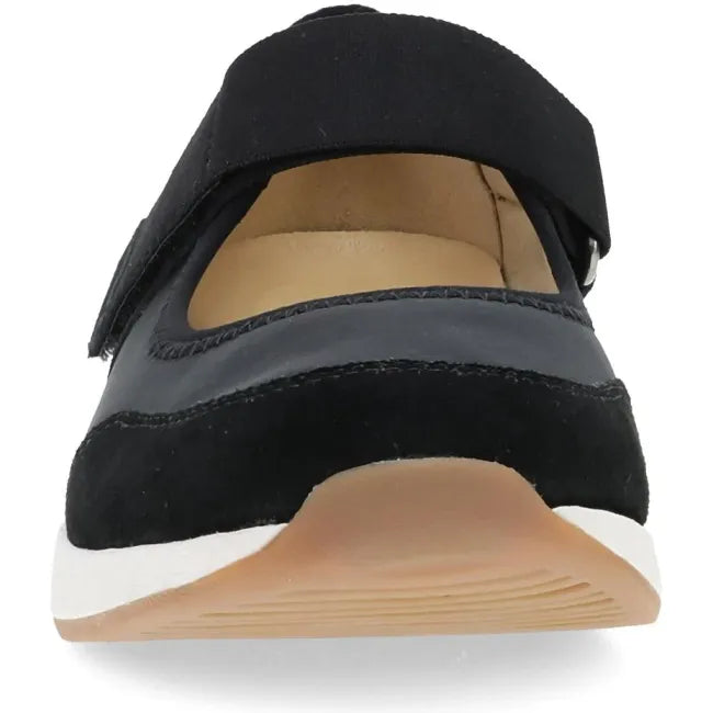 Dansko Carolina Mary Jane sneaker in black suede, front view