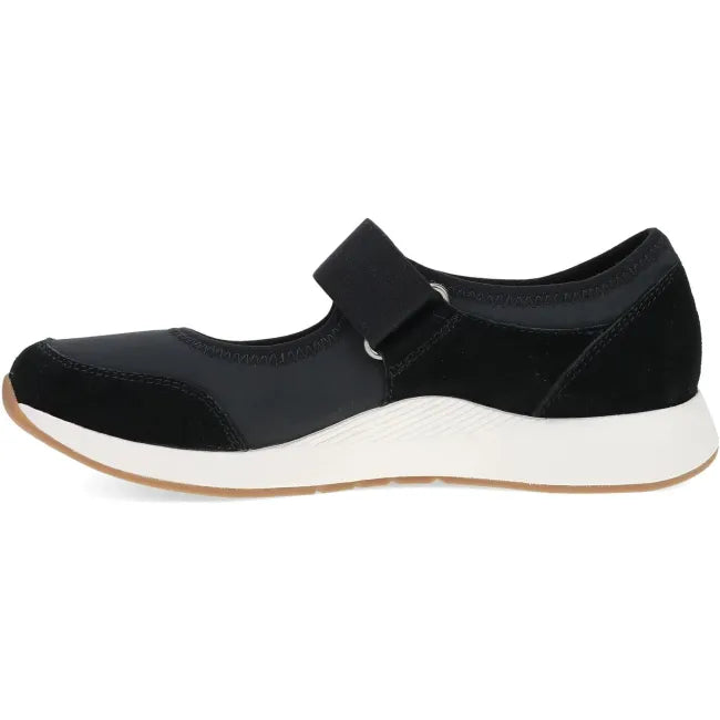 Dansko Carolina Mary Jane sneaker in black suede, side profile