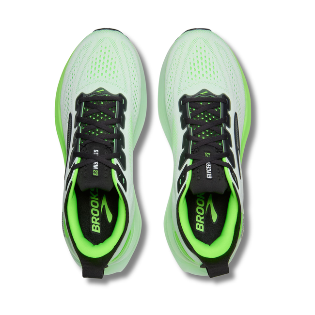 Tops of Brooks Men's Glycerin 23 Running Shoe in Phantom Green