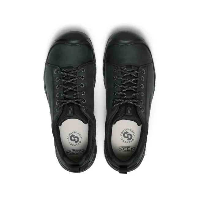 Lace up upper of Men’s KEEN Targhee IV Oxford Shoe in black leather