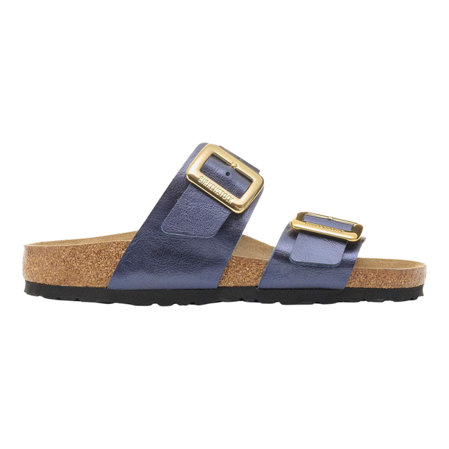 Side of Birkenstock Women's Sydney Luxe Birko-Flor Sandal in Midnight Blue