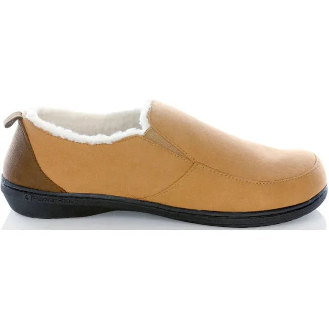 Lateral side of the Men&#39;s PowerStep Twin Gore Slipper in Light Brown