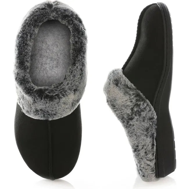 Upper and side of PowerStep Women&#39;s Clog Slippers in Black