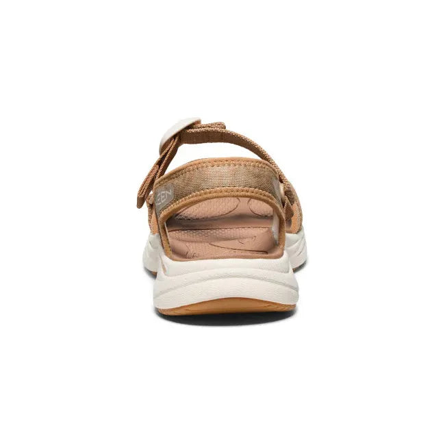 Heel of Women's Keen Leiki Sandal in a brown Chipmunk Birch colorway