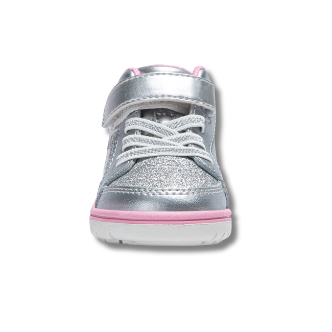 Front of Stride Rite Kids Ames Sneaker in Silver | BG038805