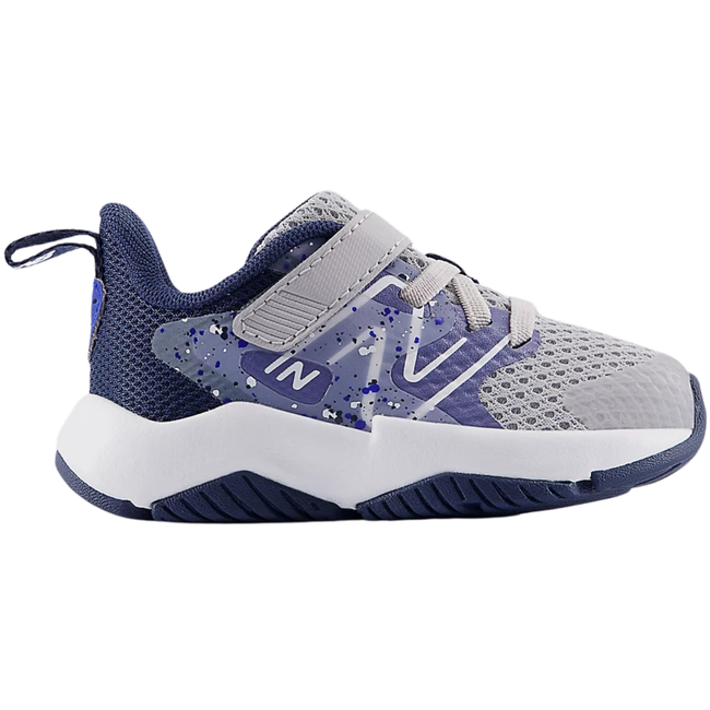 Side of velcro New Balance Toddler Rave Run V2 Shoe Grey &amp; NB Navy