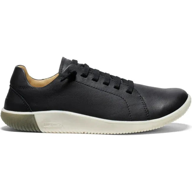Lateral side of Men's Keen KNX Leather Sneaker in Black Star White colorway