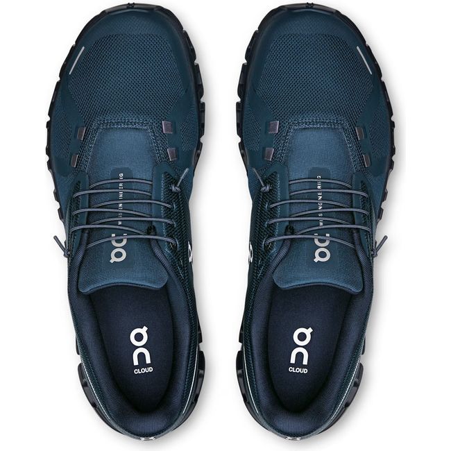 Top down view of Men's On Running Cloud 6 Running Shoes in Midnight Ink with slip on speed lacing