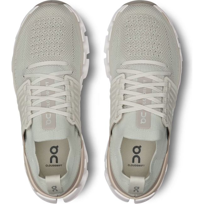 Top down view of Women's On Running Cloudswift 3 Running Shoes in Pearl Fog Beige