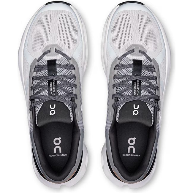 Top down view of Men's On Running Cloudrunner 2 Running Shoes in Wolf Grey and Ivory