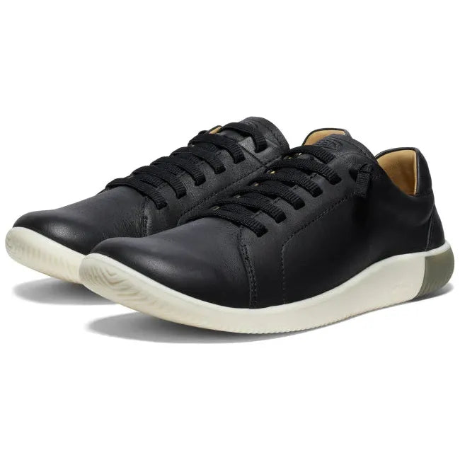Pair of Men's Keen KNX Leather Sneakers in Black Star White colorway