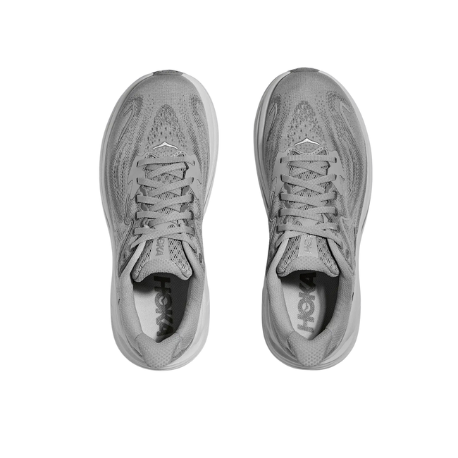 Tops of Hoka Women's Clifton 10 Running Shoe in Stellar Grey