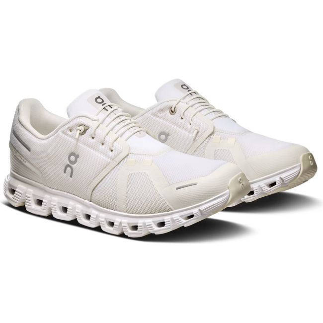 Pair of On Running Men's Cloud 6 Running Shoes in all white