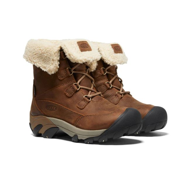 Pair of Keen Women's Betty Waterproof Snow Boots in Brown Shitake