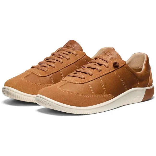 Pair of KEEN Women's Slip On KNX T-Toe Sneaker in Chipmunk Birch Tan