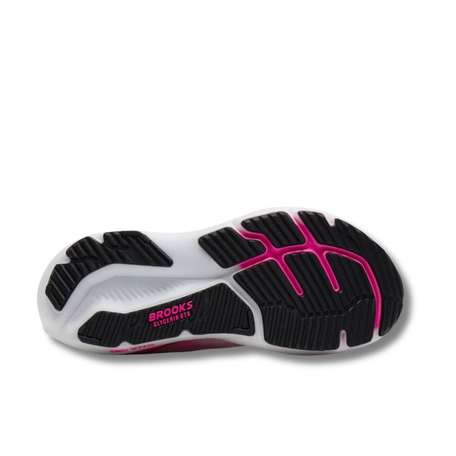 Sole of Brooks Women's Glycerin GTS 23 Running Shoe in Cyber Pink