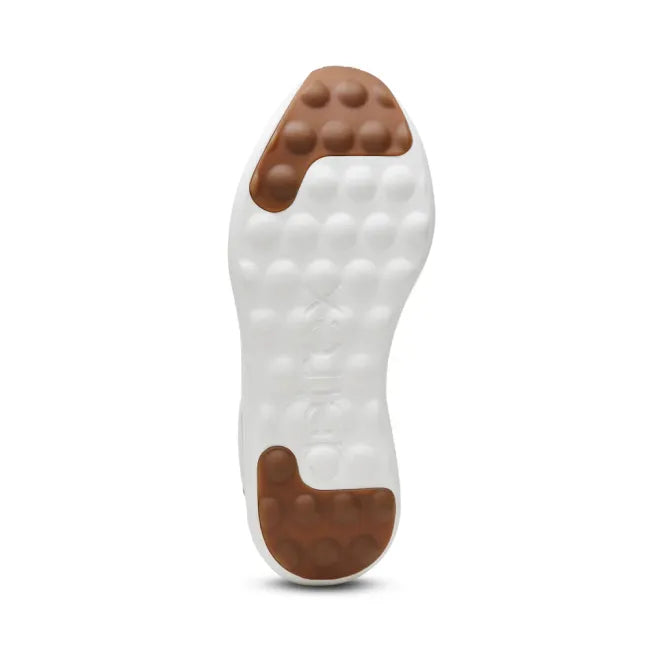 Sole of Aetrex Women's Elise Sneaker in white and tan