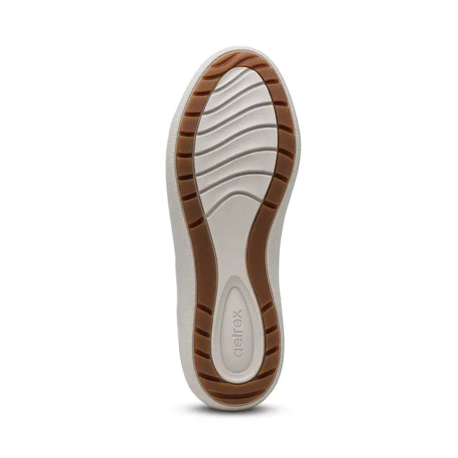 White sole of Aetrex Women's Courtney Sneaker in Taupe