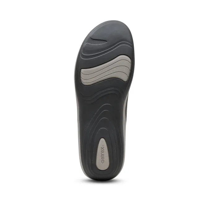 Sole of Aetrex Women's Dahlia Shoe in charcoal grey