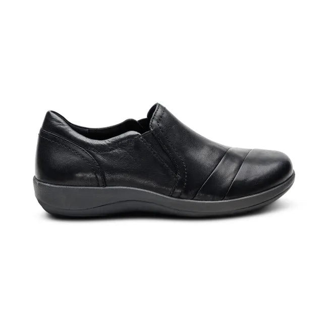 Side of Aetrex Women's Helena Slip On Shoe in black leather