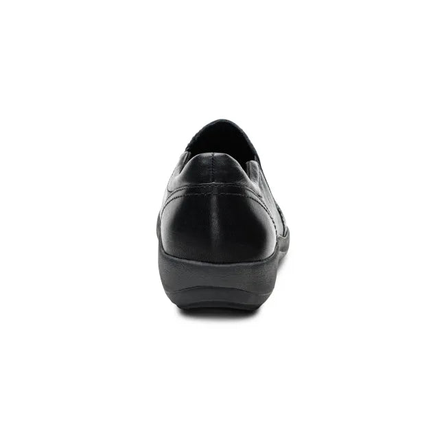 Heel of Aetrex Women's Helena Slip On Shoe in black leather