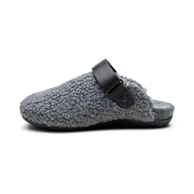 Medial side of Aetrex Women's Millie Slipper in Charcoal Grey