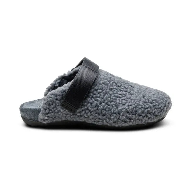 Side of of Aetrex Women's Millie Slipper in Charcoal Grey