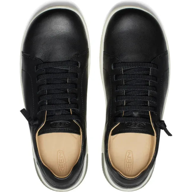 Top down view of Men's Keen KNX Leather Sneakers in Black Star White colorway
