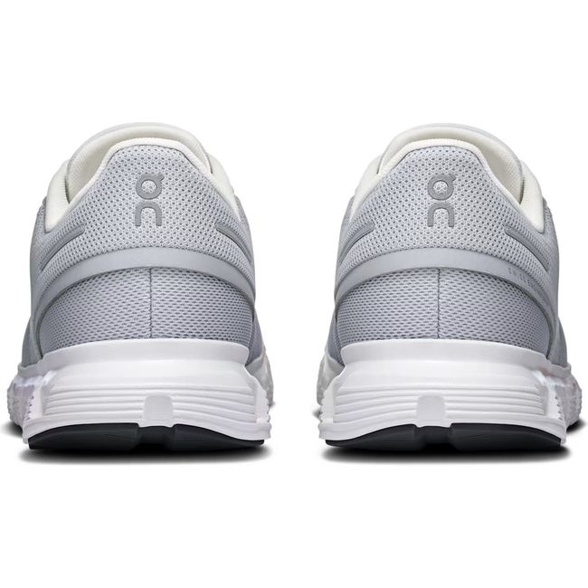Heels of On Running Women's Cloud 6 Running Shoes in grey and white