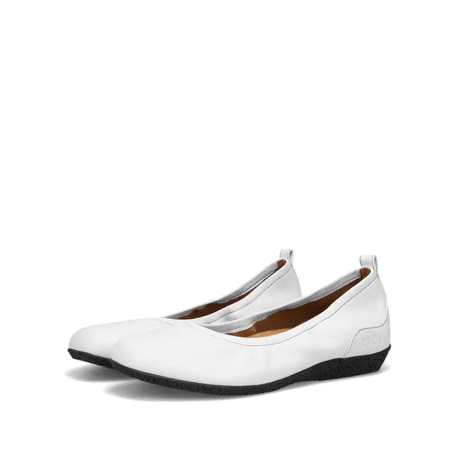 Pair of Women&#39;s Taos Chit Chat Flats in white leather