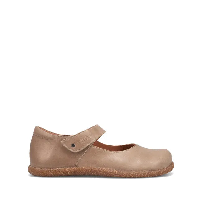 Lateral side of Women's Taos Ultimate Mary Jane Shoe in Mushroom Beige Leather