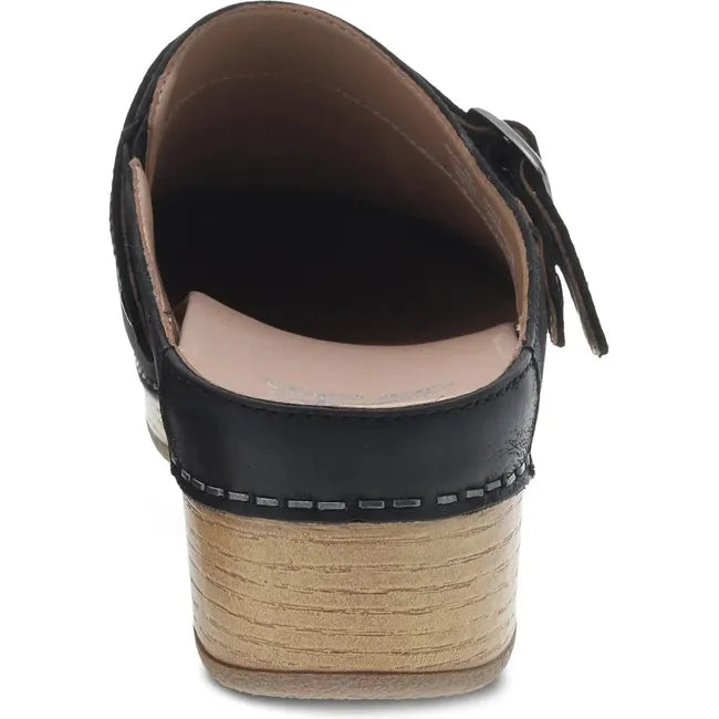 Heel of Women's Dansko Berry Clog in Black Burnished Nubuck