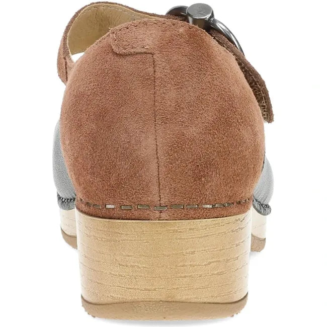 Dansko Bonny Mary Jane clog in luggage tan leather, back view