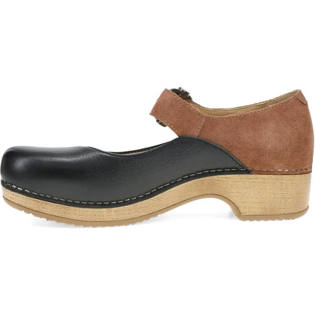 Dansko Bonny Mary Jane clog in luggage tan leather, side profile